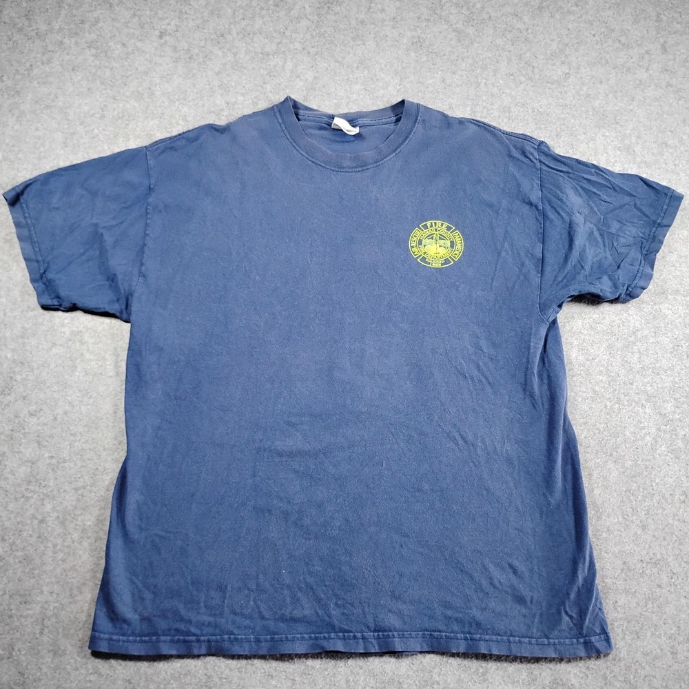 Vintage Hanes Beefy-T Hawaii County Fire Department T-Shirt Mens XL Navy Blue